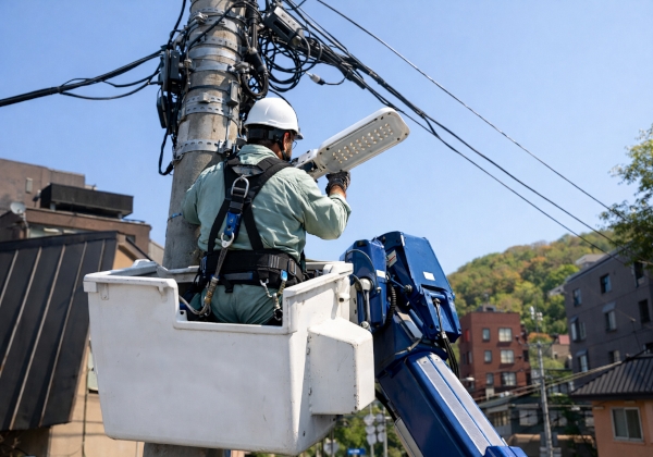 電気工事の作業様子